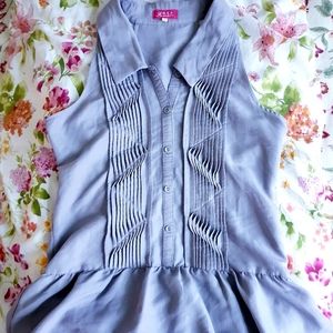NWOT Pinafore Grey Ruffle Mini Collar Dress with Buttons